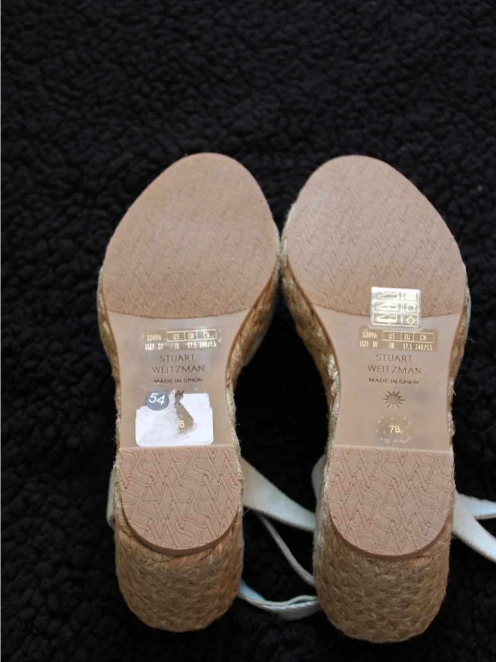 Stuart Weitzman Light Blue Knot Espadrille Wedge Sandals